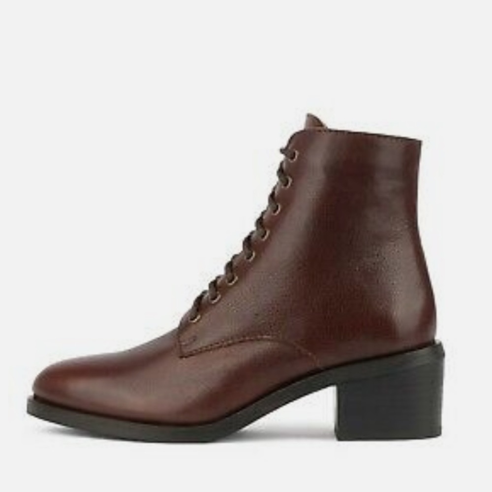 Jeffrey Campbell brown leather lace up heeled combat boot
